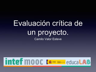 Evaluación crítica de
un proyecto.
Camilo Valor Esteve
 
