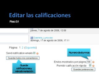 Paso 3.1 Guardar calificaciones y retroalimentación Numero de alumnos 