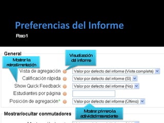 Paso 1 Mostrar la retroalimentación Visualización del informe Mostrar primero la actividad mas reciente  