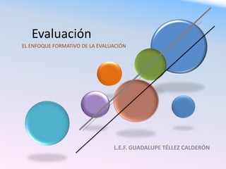 Evaluación
EL ENFOQUE FORMATIVO DE LA EVALUACIÓN

L.E.F. GUADALUPE TÉLLEZ CALDERÓN

 