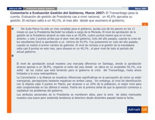 Evaluación del Gobierno Marzo 2007, ADIMARK