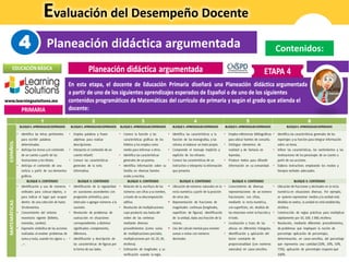 Evaluación del Desempeño Docente
Planeación didáctica argumentada4 Contenidos:
 