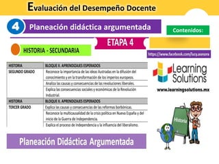 Evaluación del Desempeño Docente
Planeación didáctica argumentada4 Contenidos:
 