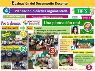 Evaluación del Desempeño Docente
Planeación didáctica argumentada4
1
2 3
4
5
TIP´S
 