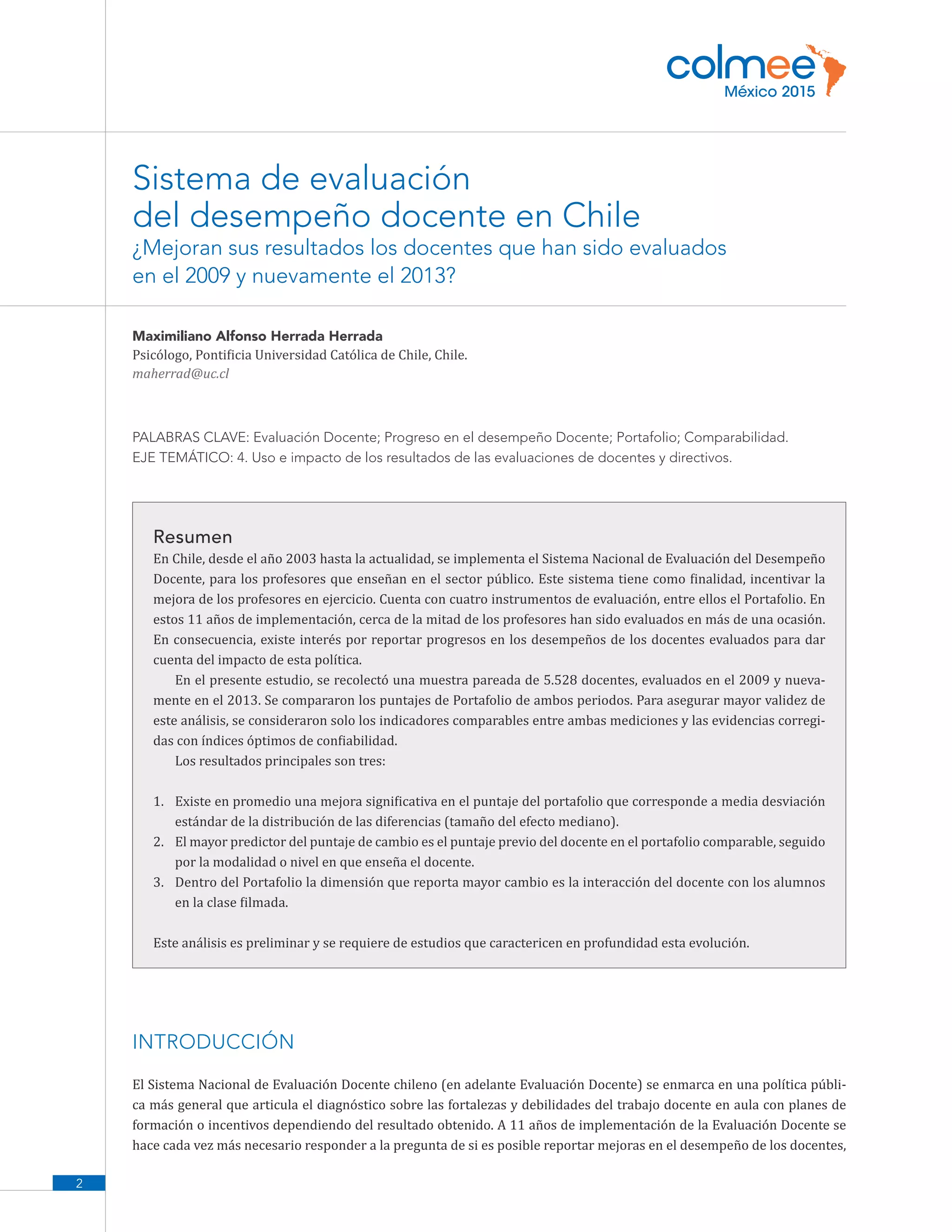 Evaluación de desempeño docente chile | PDF