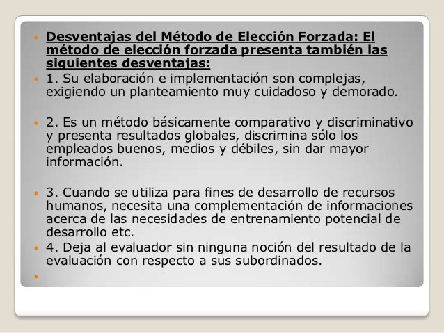 Evaluación del desempeño . metodo de eleccion forzada