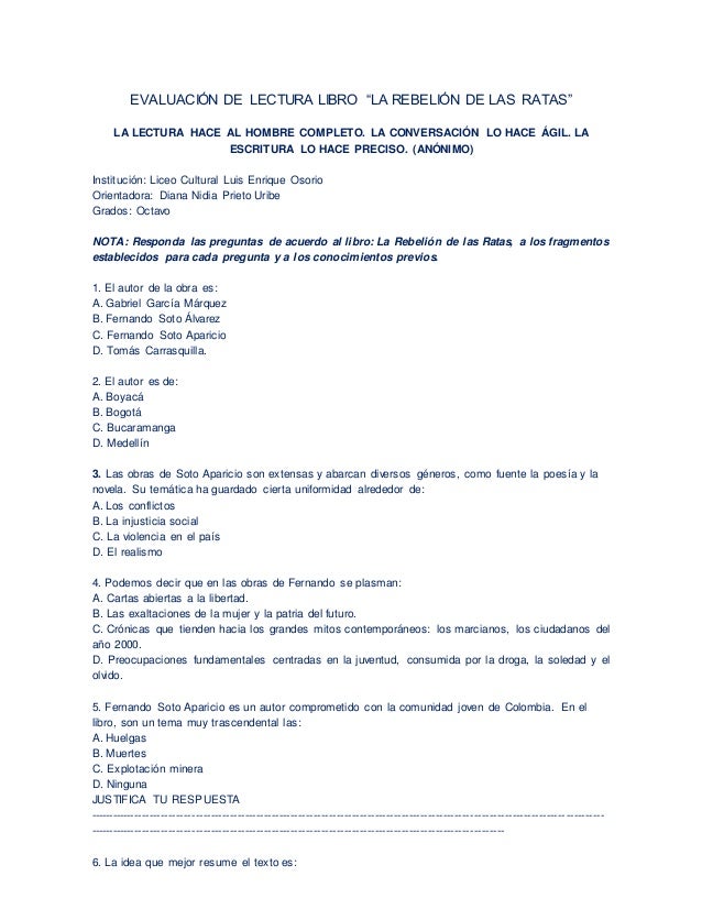 Evaluación de lectura libro 7,8