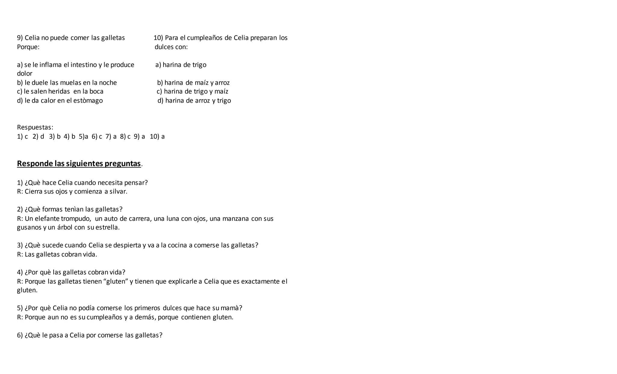 Evaluaciòn de lectura personal Celia y la fiesta de las galletas PPT