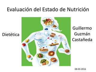 Evaluación del Estado de Nutrición
Guillermo
Guzmán
Castañeda
Dietética
08-03-2016
 