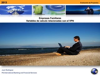 Empresas Familiares
Variables de calculo relacionadas con el VPN
Evaluación de Proyectos
Juan Rodriguez
PG International Banking and Financial Services
2013
 