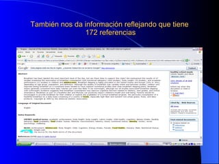 También nos da información reflejando que tiene  172 referencias 