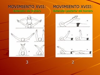 MOVIMIENTO XVII: Extensión del hombro 3 MOVIMIENTO XVIII: Extensión posterior del hombro 2 