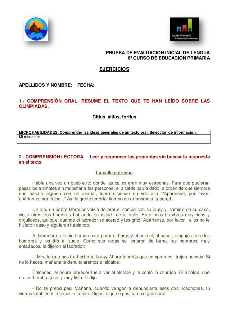 preguntas historia oral evaluaci 243 n inicial lengua sexto preguntas historia oral evaluaci 243 n inicial lengua sexto