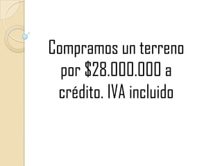Compramos un terreno por $28.000.000 a crédito. IVA incluido