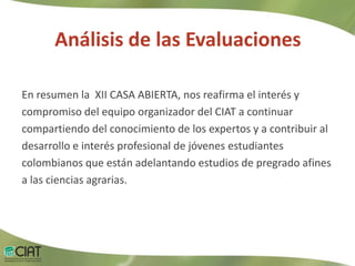 Evaluación XII Casa Abierta