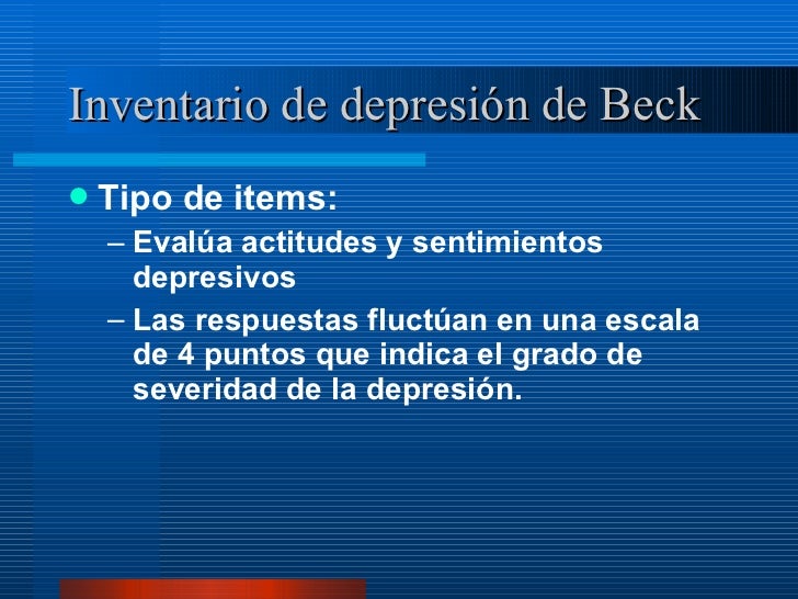 Evaluacion Conductual Y Social, Inventario De DepresióN De Beck