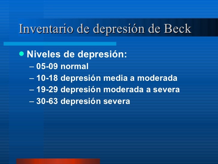 Evaluacion Conductual Y Social, Inventario De DepresióN De Beck