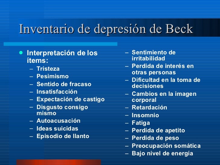 Evaluacion Conductual Y Social, Inventario De DepresióN De Beck