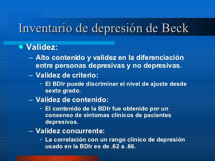 Evaluacion Conductual Y Social, Inventario De DepresióN De Beck