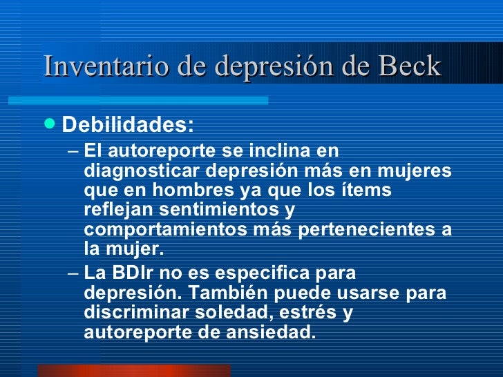 Evaluacion Conductual Y Social, Inventario De DepresióN De Beck