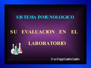 SISTEMA INMUNOLOGICO   Dra. Sleygh Castillo Castillo SU  EVALUACION  EN   EL   LABORATORIO 