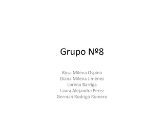 Grupo Nº8
  Rosa Milena Ospina
 Diana Milena Jiménez
    Lorena Barriga
 Laura Alejandra Perez
German Rodrigo Romero
 