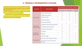 6. TÉCNICAS E INSTRUMENTOS A UTILIZAR.
 