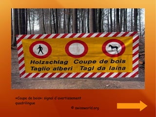 «Coupe de bois»: signal d'avertissement quadrilingue © swissworld.org 
