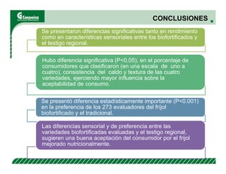 Evaluación agronómica y sensorial de fríjol mejorado nutricionalmente en el Cesar