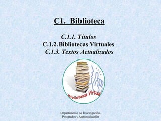 C2	Laboratorios.  C.2.1	Laboratorios pertinentes C.2.2	Renovación Laboratorios C.2.3 Insumos Laboratorios Departamento de Investigación, Postgrados y Autoevaluación