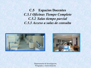 Criterio D: Cuerpo Docente El cuerpo docente debe tener un suficiente número de profesores, con las competencias necesarias para cubrir las áreas curriculares del programa.  Debe existir el número suficiente  de profesores TC (equivalente) para  mantener niveles adecuados de interacción estudiantes-profesores, actividades tutoriales con los estudiantes, actividades de servicio a la comunidad,  interactuar con los sectores industriales y profesionales así como con los empleadores de los estudiantes.Departamento de Investigación, Postgrados y Autoevaluación