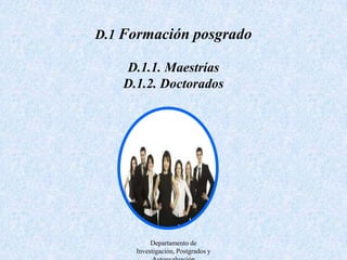  D.2 DedicaciónD.2.1 Tiempo completoD.2.1.1  Docentes tiempo completoD.2.1.2 Estudiantes / docentes tiempo completoD.2.1.3  Carga horaria tiempo completoD.2.1.4 Especificidad tiempo completoDepartamento de Investigación, Postgrados y Autoevaluación
