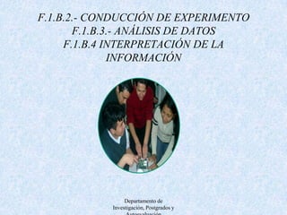 F.1.C.1. IDENTIFICACIÓN Y DEFINICIÓN DEL PROBLEMA F.1.C.2. RECOLECCIÓN DE INFORMACIÓNF.1.C.3. PLANIFICACIÓN Y CONTROL DE DISEÑO F.C.4. MODELIZACIÓN F.1.C.5. FACTIBILIDAD, EVALUACIÓN Y SELECCIÓN F.1.C.6. COMUNICACIÓN Y DOCUMENTACIÓN  Departamento de Investigación, Postgrados y Autoevaluación