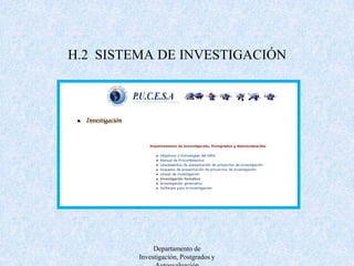 H.3 INVESTIGACIÓN DOCENTES TIEMPO COMPLETODepartamento de Investigación, Postgrados y Autoevaluación