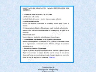 Departamento de Investigación, Postgrados y Autoevaluación