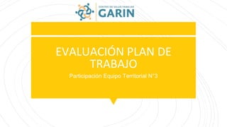 EVALUACIÓN PLAN DE
TRABAJO
Participación Equipo Territorial N°3
 