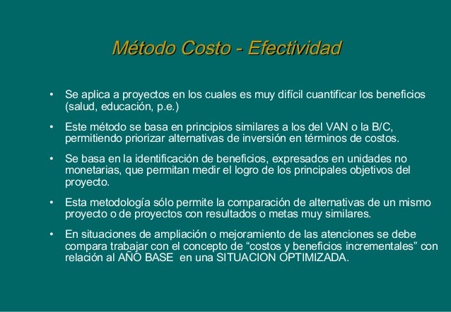 Evaluacion, Van, costo efectividad, ratio , etc