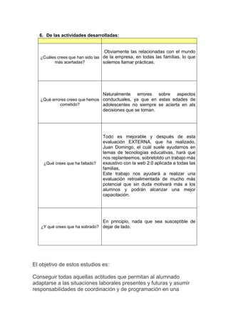 Evaluacion De Ciclo Formativo