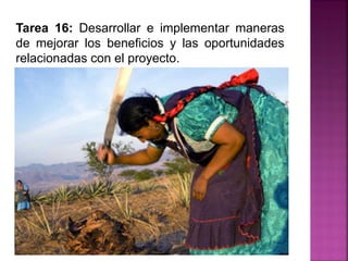 Tarea 16: Desarrollar e implementar maneras
de mejorar los beneficios y las oportunidades
relacionadas con el proyecto.
 