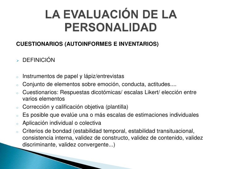 Evaluacion de la personalidad