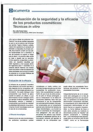 Evaluación de la seguridad y la eficacia de los productos cosméticos. Técnicas in vitro
