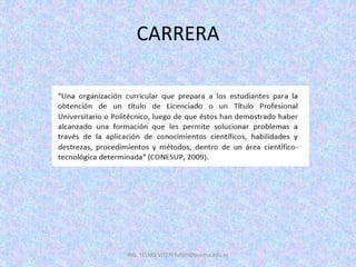 CARRERA
ING. TELMO VITERI tviteri@pucesa.edu.ec
 