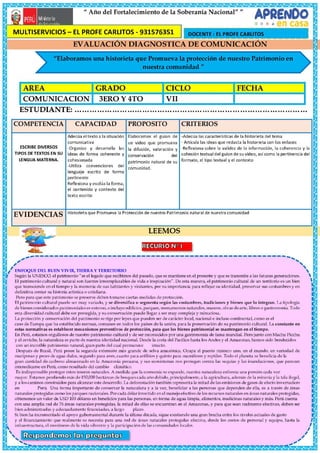 EVALUACION DIAGNOSTICA - COMUNICACION - CICLO VII - 3ERO Y 4TO-.pdf