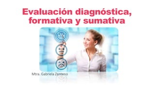 Evaluación diagnóstica,
formativa y sumativa
Mtra. Gabriela Zenteno
 