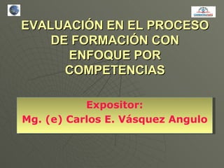 EVALUACIÓN EN EL PROCESO DE FORMACIÓN CON ENFOQUE POR COMPETENCIAS Expositor: Mg. (e) Carlos E. Vásquez Angulo 
