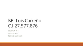 BR. Luis Carreño
C.I.27.577.876
SECCION M1
GRUPO Nº7
TURNO MAÑANA
 