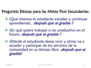 Metas Postescolares Evaluacion en Transicion y Metas Post Secundarias en el PEI | PDF
