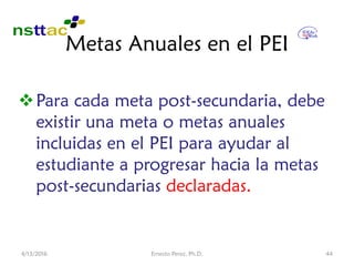 Metas Postescolares Evaluacion en Transicion y Metas Post Secundarias en el PEI | PDF