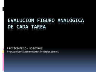 EVALUCIÓN FIGURO ANALÓGICA
DE CADA TAREA


PROYÉCTATE CON NOSOTROS
http://proyectateconnosotros.blogspot.com.es/
 