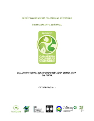 PROYECTO GANADERÍA COLOMBIANA SOSTENIBLE
FINANCIAMIENTO ADICIONAL

EVALUACIÓN SOCIAL: ZONA DE DEFORESTACIÓN CRÍTICA META C...